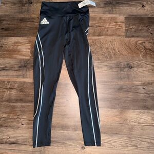 Adidas Black Leggings with White Stripes
